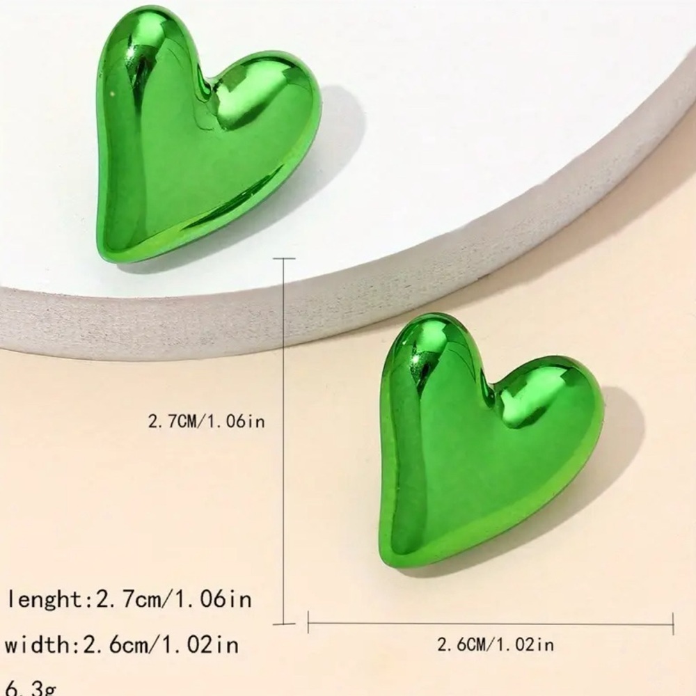 Green Heart-Shaped Earrings